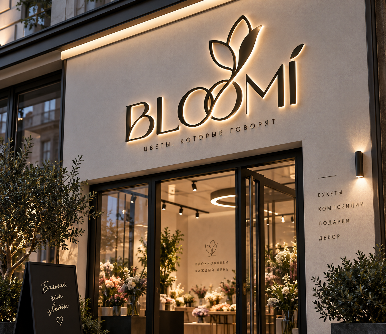 Логотип цветочного магазина BLOOMI